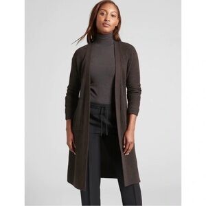 Athleta‎ Scenic Wrap Merino Wool Blend Cardigan in Walnut Brown Size Medium